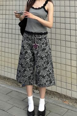 Chic Jacquard Cashew Flower Retro Straight-Leg Cargo Pants for Women - 2025 Niche Style, Slimming Fit, Trendy Y2K Fashion