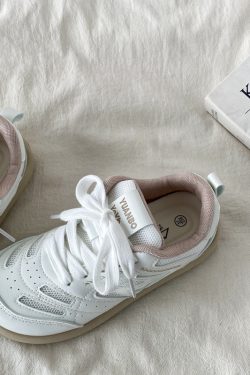Chic Mango White Casual Sports Sneakers for Women - 2025 Spring Versatile Style, Niche Trendy Footwear