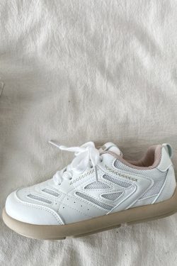 Chic Mango White Casual Sports Sneakers for Women - 2025 Spring Versatile Style, Niche Trendy Footwear