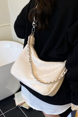 Chic Textured Chain Handbag for Women - Versatile Crossbody Dumpling Bag for Work & Commuting, 2025 Summer Style