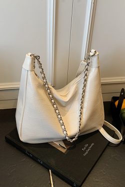 Chic Textured Chain Handbag for Women - Versatile Crossbody Dumpling Bag for Work & Commuting, 2025 Summer Style