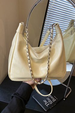 Chic Textured Chain Handbag for Women - Versatile Crossbody Dumpling Bag for Work & Commuting, 2025 Summer Style