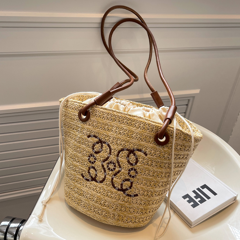 Chic Women's Summer 2025 Beach Straw Woven Shoulder Bucket Bag - Trendy Niche Fashion Accessory Chic Women's Summer 2025 Beach Straw Woven Shoulder Bucket Bag - Trendy Niche Fashion Accessory
