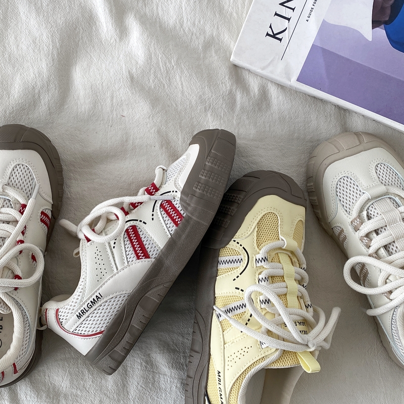 Chic Yellow Thick-Soled Retro Sneakers for Women - Non-Repetitive Casual Sports Shoes, Stylish Y2K Fashion Footwear Chic Yellow Thick-Soled Retro Sneakers for Women - Non-Repetitive Casual Sports Shoes, Stylish Y2K Fashion Footwear