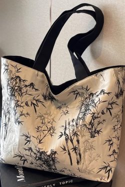 Chinese-Style Embroidered Canvas Tote Bag for Women - Large Capacity Shoulder Bag, Versatile for Class and Commuting