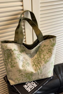 Chinese-Style Embroidered Canvas Tote Bag for Women - Large Capacity Shoulder Bag, Versatile for Class and Commuting