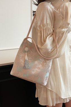 Chinese-Style Embroidered Single-Shoulder Bucket Bag for Women - 2025 Summer National Style Fashion, Large Capacity Commuting Tote