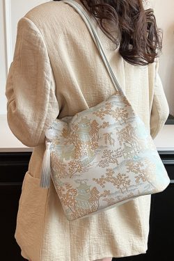 Chinese-Style Embroidered Single-Shoulder Bucket Bag for Women - 2025 Summer National Style Fashion, Large Capacity Commuting Tote