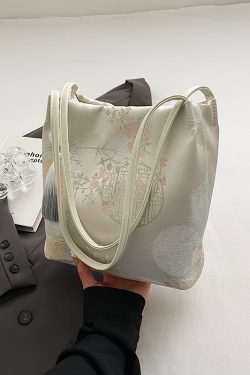 Chinese-Style Embroidered Single-Shoulder Bucket Bag for Women - 2025 Summer National Style Fashion, Large Capacity Commuting Tote