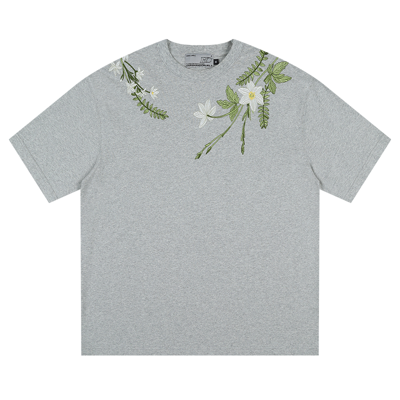 Chinese-Style Floral Circular Embroidery Short-Sleeve T-Shirt - Breathable Silhouette, Perfect for Y2K and Korean Style Fashion Chinese-Style Floral Circular Embroidery Short-Sleeve T-Shirt - Breathable Silhouette, Perfect for Y2K and Korean Style Fashion