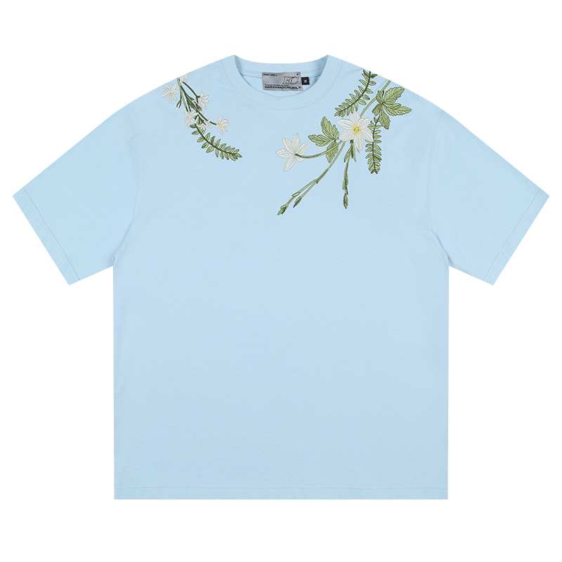 Chinese-Style Floral Circular Embroidery Short-Sleeve T-Shirt - Breathable Silhouette, Perfect for Y2K and Korean Style Fashion Chinese-Style Floral Circular Embroidery Short-Sleeve T-Shirt - Breathable Silhouette, Perfect for Y2K and Korean Style Fashion
