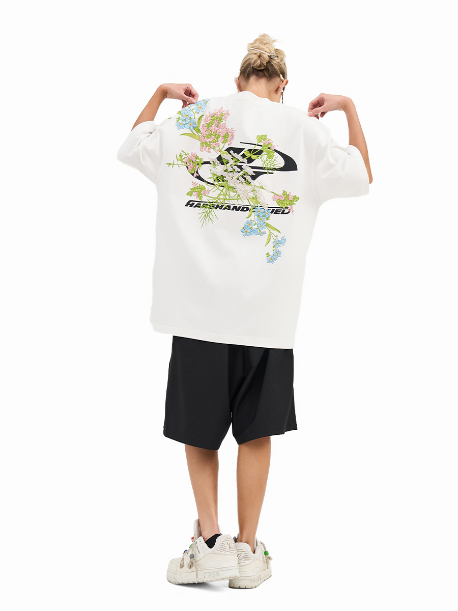 Chinese-Style Floral Embroidery Short Sleeve T-Shirt - Couples National Trend, Y2K Aesthetic, Fashionable Streetwear Chinese-Style Floral Embroidery Short Sleeve T-Shirt - Couples National Trend, Y2K Aesthetic, Fashionable Streetwear