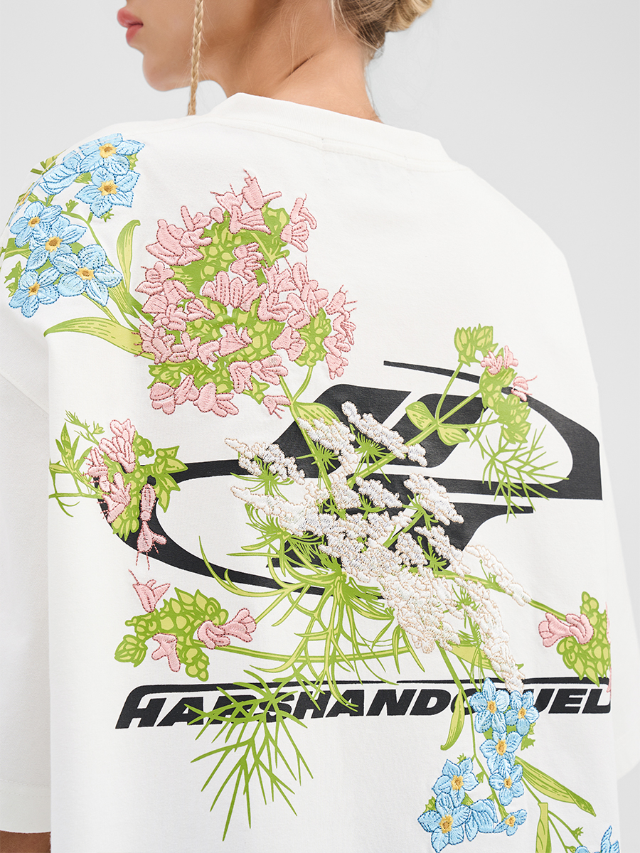 Chinese-Style Floral Embroidery Short Sleeve T-Shirt - Couples National Trend, Y2K Aesthetic, Fashionable Streetwear Chinese-Style Floral Embroidery Short Sleeve T-Shirt - Couples National Trend, Y2K Aesthetic, Fashionable Streetwear