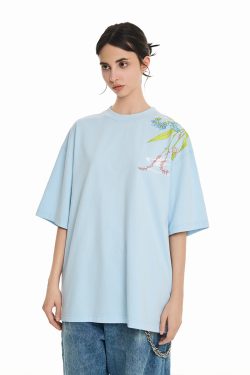 Chinese-Style Floral Embroidery Short Sleeve T-Shirt - Couples National Trend, Y2K Aesthetic, Fashionable Streetwear