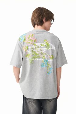 Chinese-Style Floral Embroidery Short Sleeve T-Shirt - Couples National Trend, Y2K Aesthetic, Fashionable Streetwear