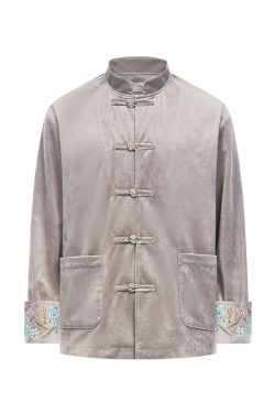 Chinese-Style Floral Velvet Cardigan with Stand Collar - Elegant Tang Suit Inspired Design for a Chic Look