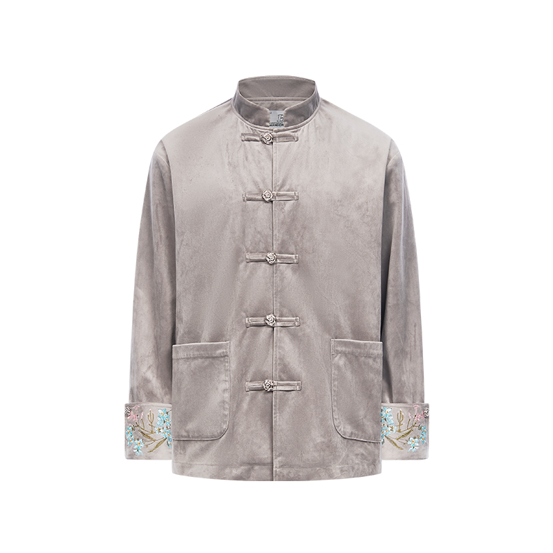 Chinese-Style Floral Velvet Cardigan with Stand Collar - Elegant Tang Suit Inspired Design for a Chic Look Chinese-Style Floral Velvet Cardigan with Stand Collar - Elegant Tang Suit Inspired Design for a Chic Look