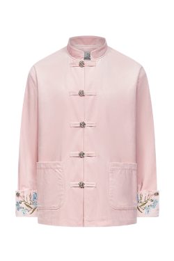 Chinese-Style Floral Velvet Cardigan with Stand Collar - Elegant Tang Suit Inspired Design for a Chic Look