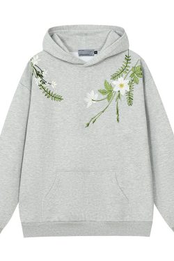 Chinese-Style Floral Wreath Embroidery Hoodie - Y2K Inspired Silhouette Sweatshirt for Trendy Urban Fashion