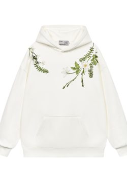 Chinese-Style Floral Wreath Embroidery Hoodie - Y2K Inspired Silhouette Sweatshirt for Trendy Urban Fashion