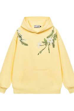 Chinese-Style Floral Wreath Embroidery Hoodie - Y2K Inspired Silhouette Sweatshirt for Trendy Urban Fashion