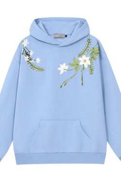 Chinese-Style Floral Wreath Embroidery Hoodie - Y2K Inspired Silhouette Sweatshirt for Trendy Urban Fashion