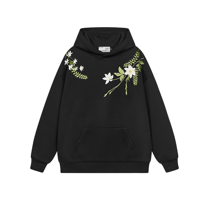 Chinese-Style Floral Wreath Embroidery Hoodie - Y2K Inspired Silhouette Sweatshirt for Trendy Urban Fashion Chinese-Style Floral Wreath Embroidery Hoodie - Y2K Inspired Silhouette Sweatshirt for Trendy Urban Fashion