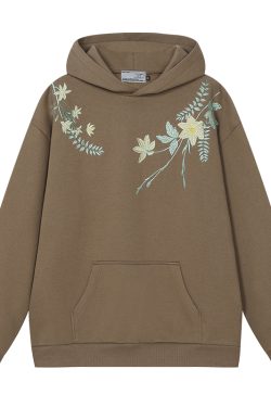 Chinese-Style Floral Wreath Embroidery Hoodie - Y2K Inspired Silhouette Sweatshirt for Trendy Urban Fashion