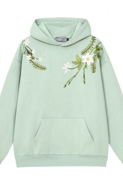 Chinese-Style Floral Wreath Embroidery Hoodie - Y2K Inspired Silhouette Sweatshirt for Trendy Urban Fashion