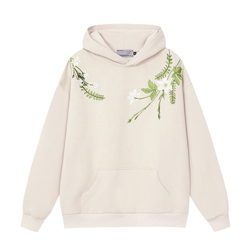 Chinese-Style Floral Wreath Embroidery Hoodie - Y2K Inspired Silhouette Sweatshirt for Trendy Urban Fashion Chinese-Style Floral Wreath Embroidery Hoodie - Y2K Inspired Silhouette Sweatshirt for Trendy Urban Fashion