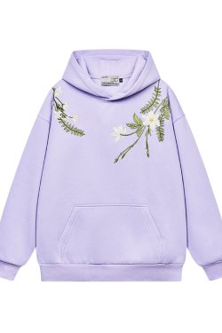 Chinese-Style Floral Wreath Embroidery Hoodie - Y2K Inspired Silhouette Sweatshirt for Trendy Urban Fashion