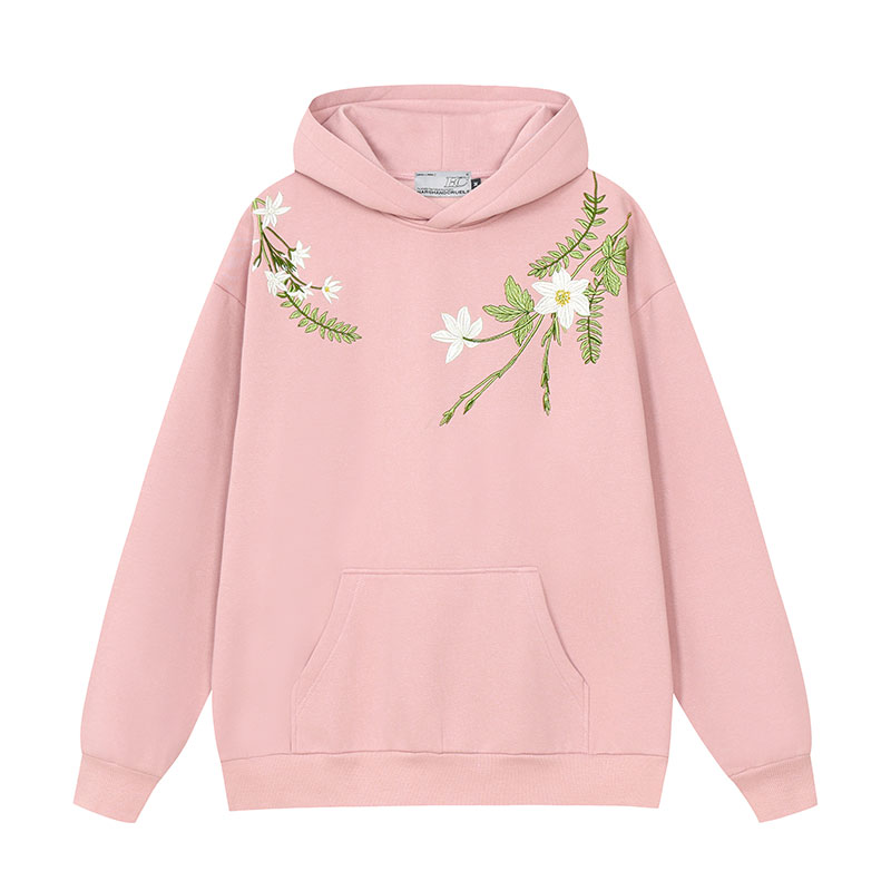 Chinese-Style Floral Wreath Embroidery Hoodie - Y2K Inspired Silhouette Sweatshirt for Trendy Urban Fashion Chinese-Style Floral Wreath Embroidery Hoodie - Y2K Inspired Silhouette Sweatshirt for Trendy Urban Fashion
