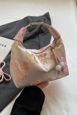 Chinese-Style Women's Handheld Pea Bag, 2025 Summer Fashion Embroidered Crossbody Shoulder Bag, National Style High-End Design