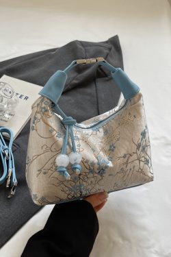 Chinese-Style Women's Handheld Pea Bag, 2025 Summer Fashion Embroidered Crossbody Shoulder Bag, National Style High-End Design