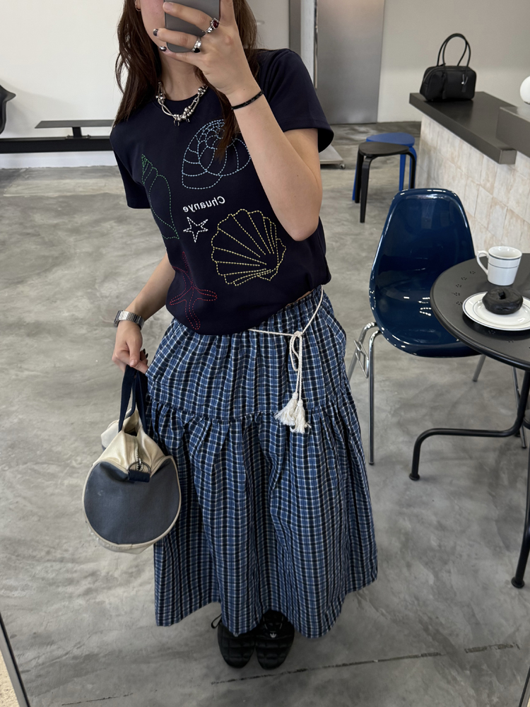 Coffee Checkered Elastic Waist Cake Half Skirt for Women - Slimming Long Summer Style Coffee Checkered Elastic Waist Cake Half Skirt for Women - Slimming Long Summer Style