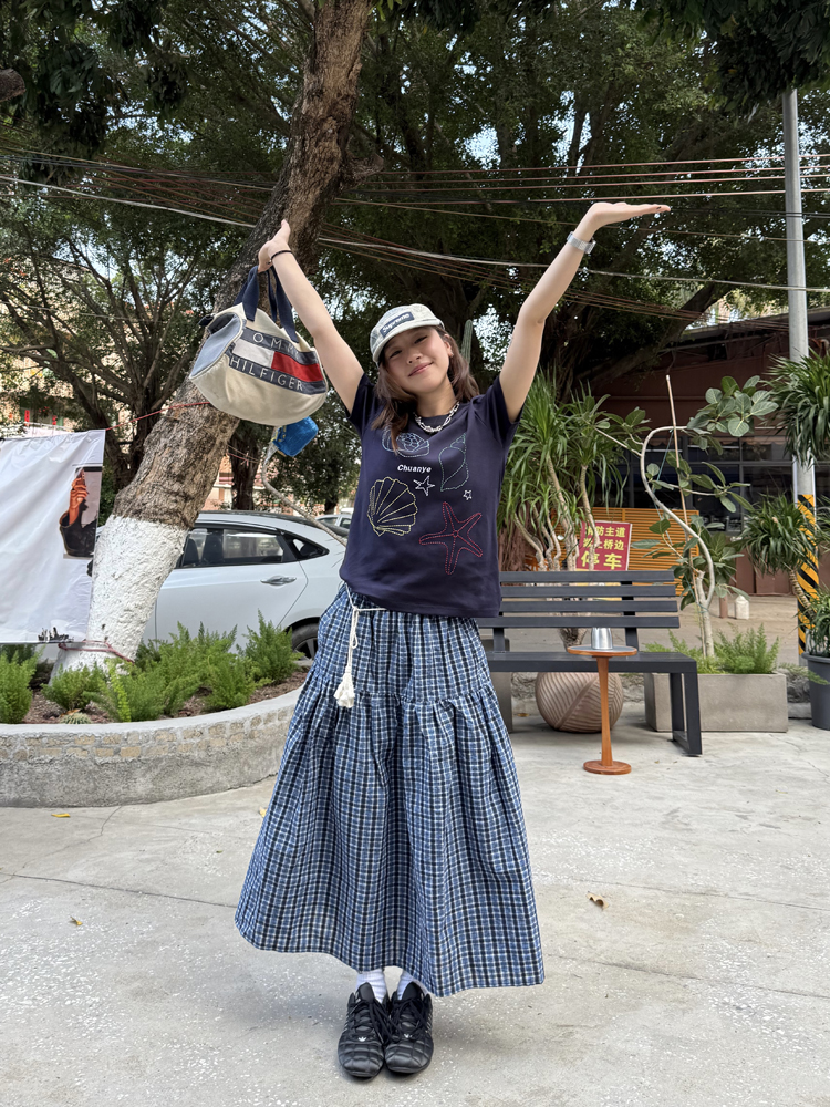 Coffee Checkered Elastic Waist Cake Half Skirt for Women - Slimming Long Summer Style Coffee Checkered Elastic Waist Cake Half Skirt for Women - Slimming Long Summer Style