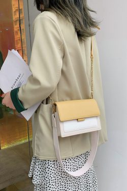 Color-Block Chain Bag for Women - 2025 Korean Style Versatile Shoulder Crossbody Small Square Bag for Spring and Summer Fashion