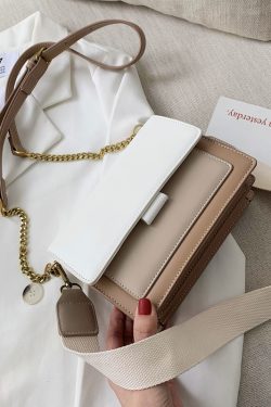 Color-Block Chain Bag for Women - 2025 Korean Style Versatile Shoulder Crossbody Small Square Bag for Spring and Summer Fashion