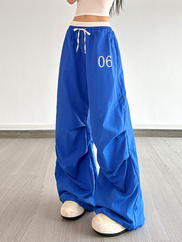 Color-Block Letter Short-Sleeve T-Shirt Top & Waist-Seamed Pleated Loose Dance Long Pants Set - Trendy Two-Piece Outfit Color-Block Letter Short-Sleeve T-Shirt Top & Waist-Seamed Pleated Loose Dance Long Pants Set - Trendy Two-Piece Outfit