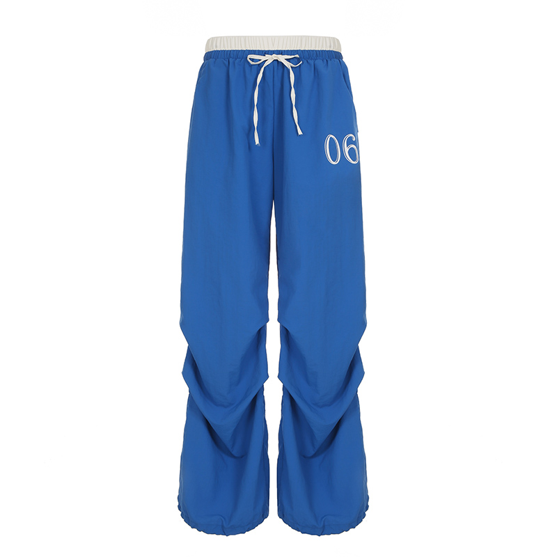 Color-Block Letter Short-Sleeve T-Shirt Top & Waist-Seamed Pleated Loose Dance Long Pants Set - Trendy Two-Piece Outfit Color-Block Letter Short-Sleeve T-Shirt Top & Waist-Seamed Pleated Loose Dance Long Pants Set - Trendy Two-Piece Outfit