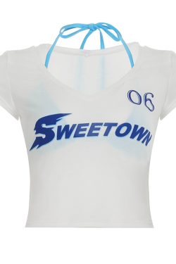 Color-Block Letter Short-Sleeve T-Shirt Top & Waist-Seamed Pleated Loose Dance Long Pants Set - Trendy Two-Piece Outfit