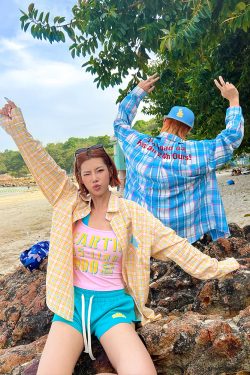 Color Block Plaid Long Sleeve Shirt Jacket for Men and Women - Casual Loose Fit, Sun-Proof, Versatile Style, American Fashion