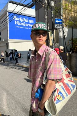 Color Block Plaid Short Sleeve Shirt Jacket - Unisex Vintage Minimalist Casual Wear for Spring Summer Sun Protection