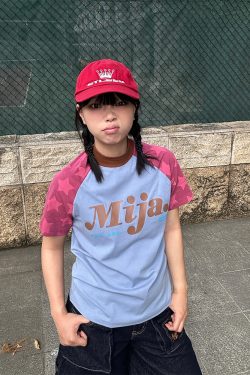 Color Block Star Shoulder Short Sleeve T-Shirt for Men and Women - Casual American Letter Print Tee, 2025 Spring Style