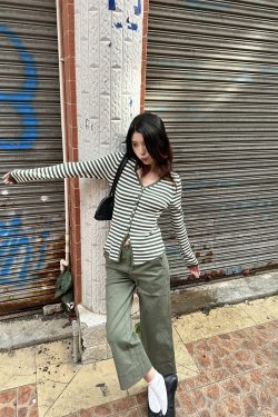 Color Block Striped Textured Button V-Neck High Elastic Slim Fit Knitted Cardigan for Women - 2025 Fashion Essential