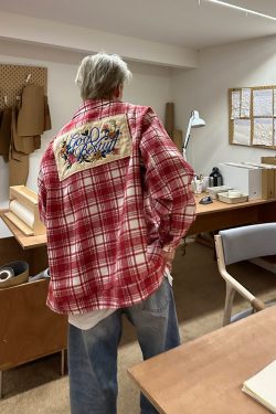 Color-Blocked Plaid Long Sleeve Shirt - Unisex High Street Trendy Jacket for Autumn - 90s American Style