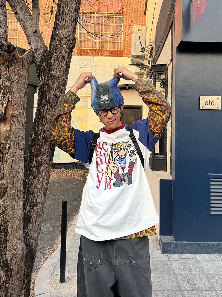 Color-Blocking Anime Graphic Unisex Loose Casual Summer T-Shirt - American Style, Short Sleeve, 90s Inspired Fashion Color-Blocking Anime Graphic Unisex Loose Casual Summer T-Shirt - American Style, Short Sleeve, 90s Inspired Fashion