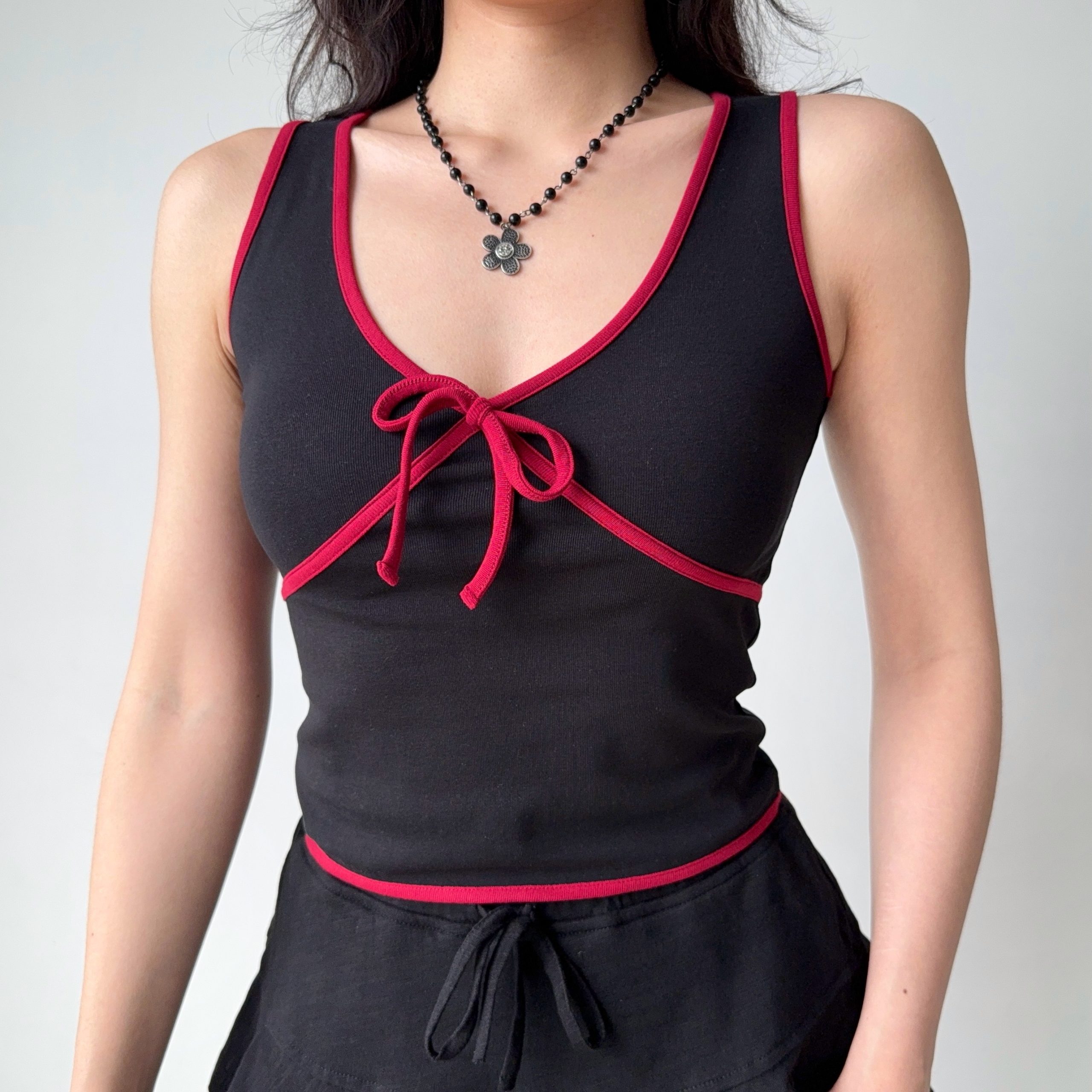 Color-Blocking Bow Sleeveless Vest - Women's Sexy Summer Top, DIY European & American Style Outerwear Color-Blocking Bow Sleeveless Vest - Women's Sexy Summer Top, DIY European & American Style Outerwear