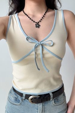 Color-Blocking Bow Sleeveless Vest - Women's Sexy Summer Top, DIY European & American Style Outerwear