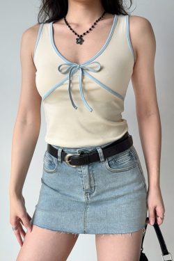 Color-Blocking Bow Sleeveless Vest - Women's Sexy Summer Top, DIY European & American Style Outerwear
